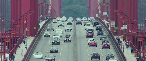 Heavy Traffic on the Golden Gate Bridge in San Francisco, California 