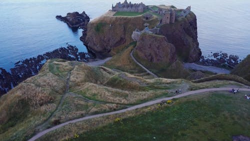 Drone Video of Dunnottar Castle on the Coast of Scotland