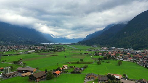 Drone Footage of the Town of Interlaken, Switzerland