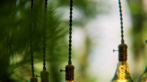 A Row of Hanging Incandescent Bulbs