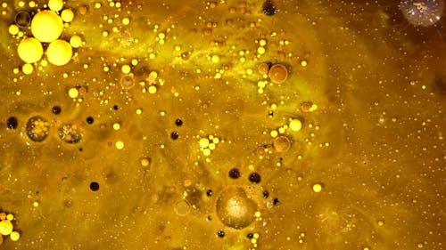 Top View of Bubbles in a Paint and Oil Mixture