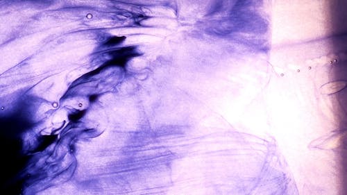 Abstract Shapes of Purple Ink Mixing in Water 