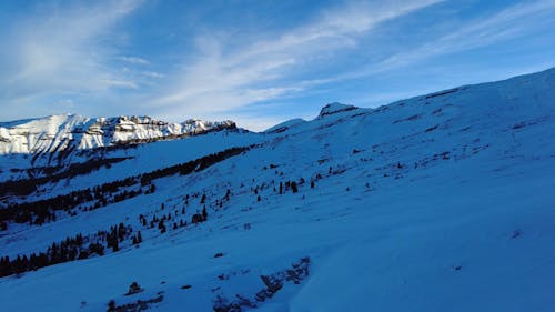 Snow Covered Mountains under a Blue Sky