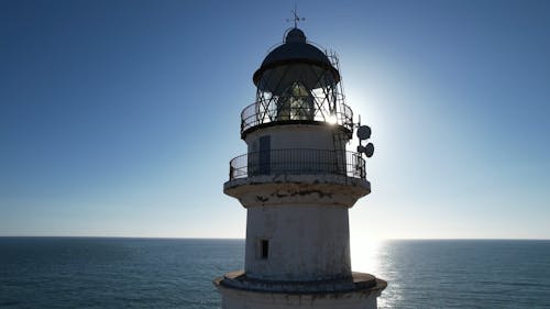 Close up of Cape Trafalgar Lighthouse in Cadiz, Spain 