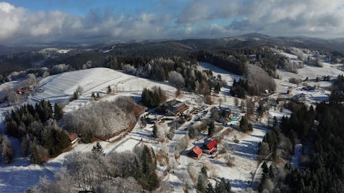 Aerial View of a Hotel in a Winter Landscape 
