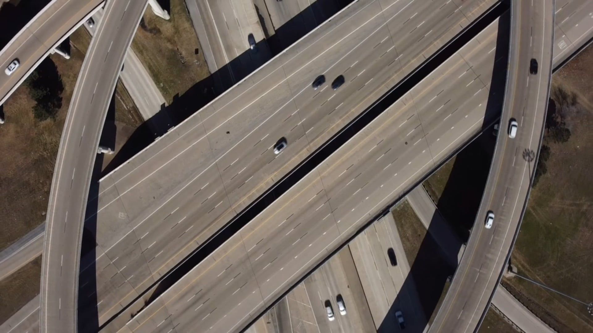 An aerial view of a highway intersection Free Stock Video Footage ...
