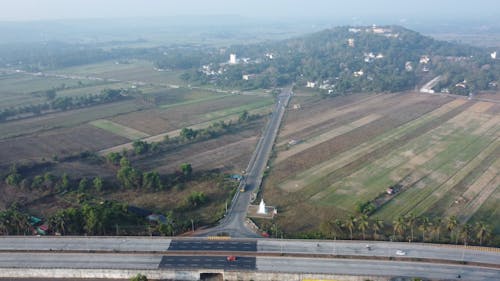 Aerial View of Farm Fields in Goa, India 