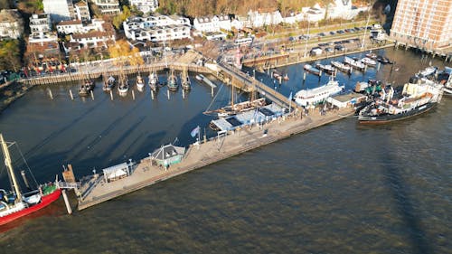 Drone Footage of Ships and Boats at Port 