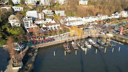 Aerial View of Ships and Boats at Port