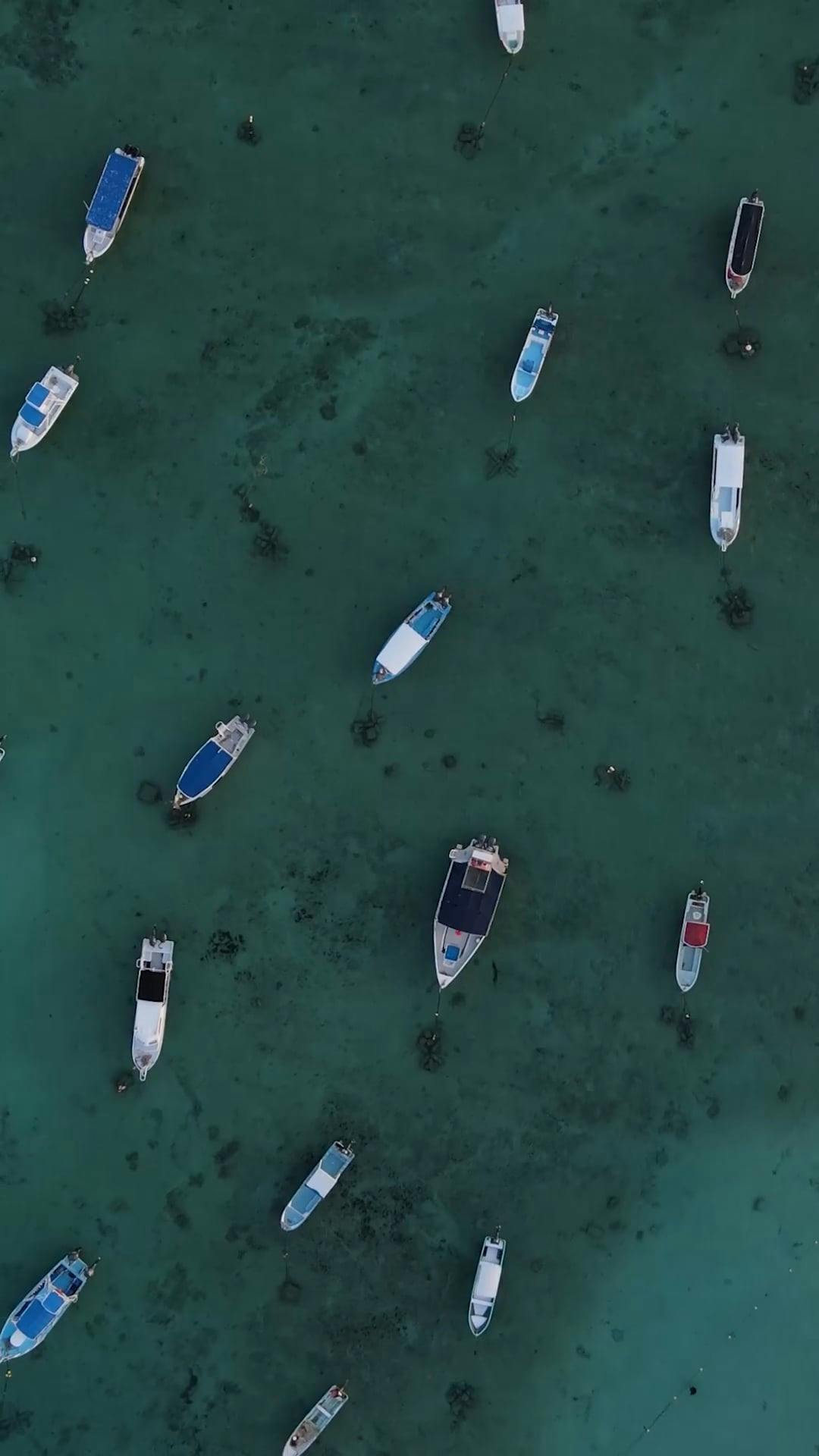 Top View of Anchored Boats on Turquoise Sea Waters Free Stock Video ...