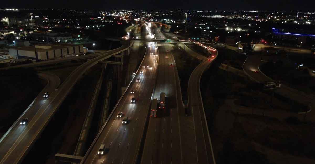 Drone View of Traffic on a City Highway at Night Free Stock Video ...