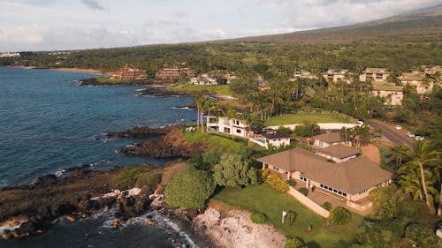 Drone Footage of a Luxury Neighborhood by the Sea 