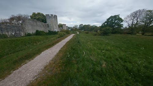 Drone Video of Visby City Wall on the Island of Gotland, Sweden