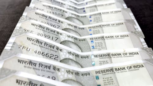 Close up View of Indian 500 Rupee Banknotes