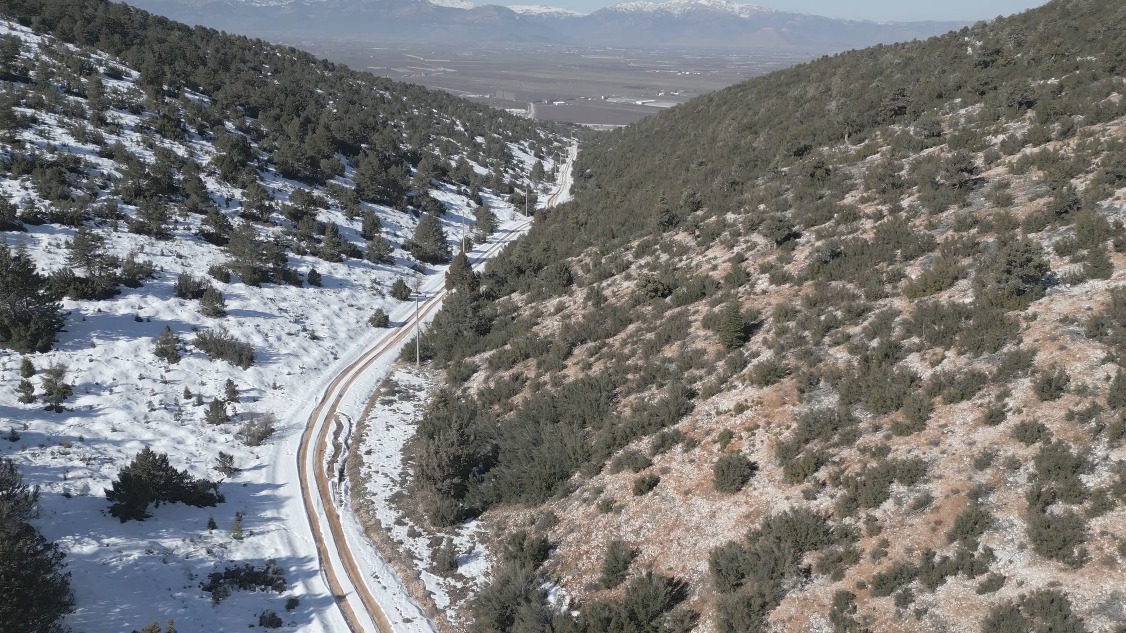 Scenic Aerial View of Snowy Raton Pass Mountains Free Stock Video ...