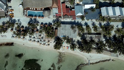 Aerial View of Sandy Beaches and Resorts in Costa Maya, Mexico