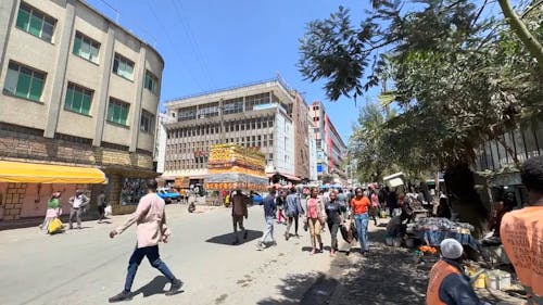 A Crowded Open Air Marketplace in Addis Ababa, Ethiopia