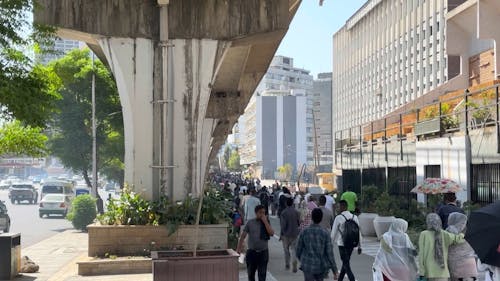 Heavy Traffic and Pedestrians in Addis Ababa City Center