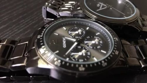 Close View Of Modern Wristwatches 