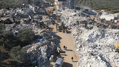 Drone Footage of a Devastated City after an Earthquake 