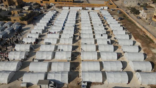 Drone Footage of a Refugee Camp after an Earthquake in Syria 