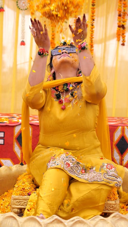 Bride during haldi ceremony 