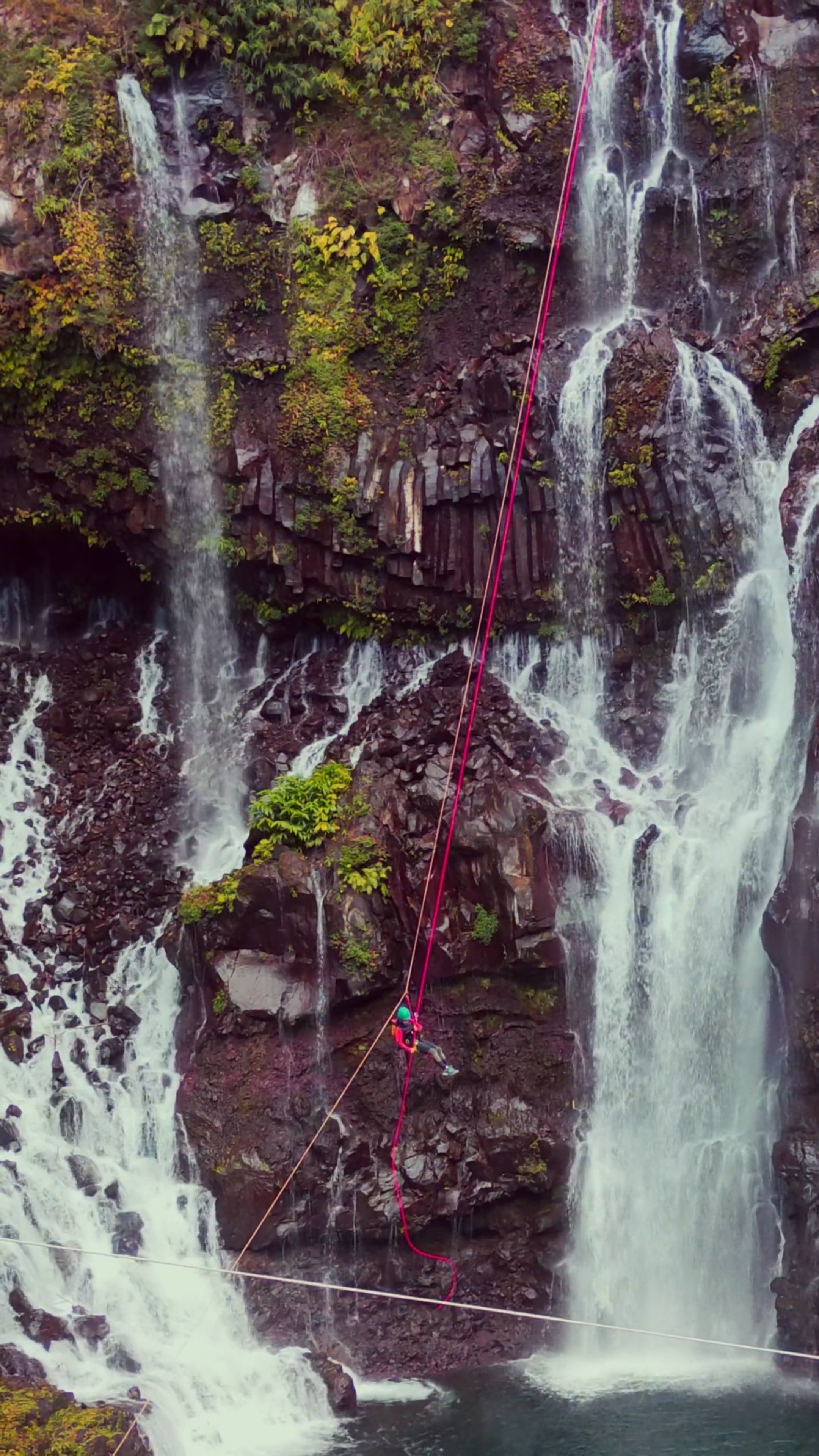 A Person Rappelling at a Waterfall Free Stock Video Footage, Royalty ...