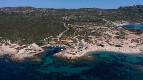 Drone View of Sandy Beaches on the Coast of Corsica Island