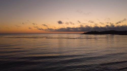 Drone Footage of Calm Sea Waters at Sunset 