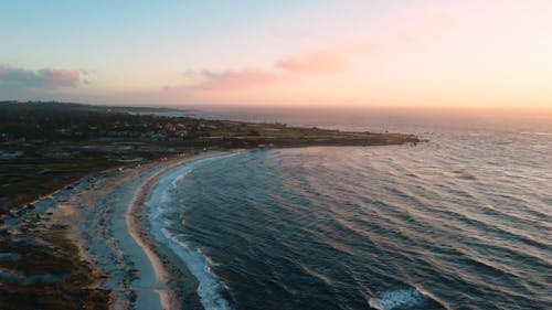 Aerial View of the Coast of Monterey at Sunset 