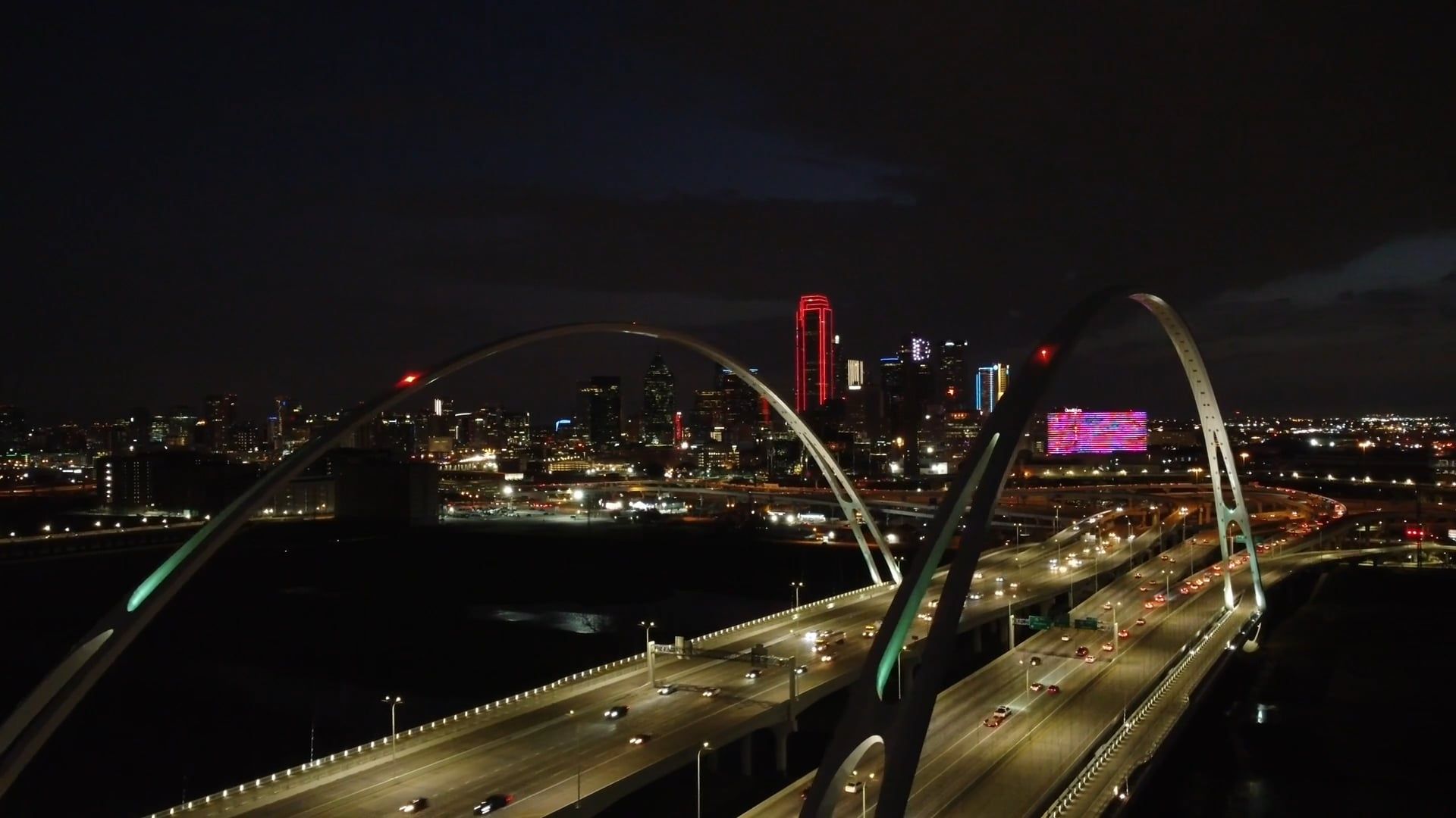 A bridge over a city at night Free Stock Video Footage, Royalty-Free 4K ...