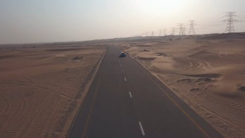 Drone Footage Of Car On The Road