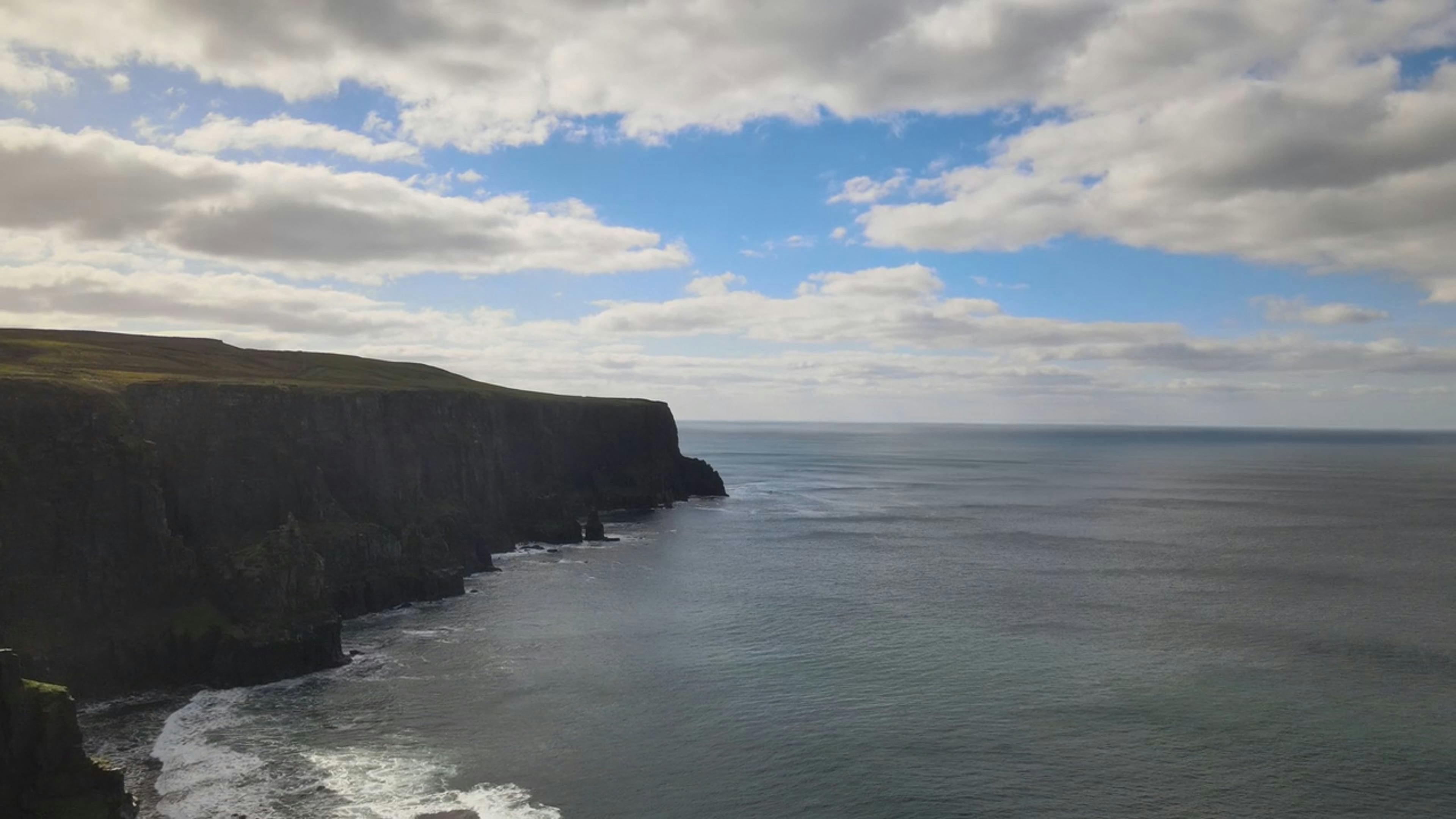 Drone Footage of the Cliffs of Moher on the Coast of Doolin, Ireland