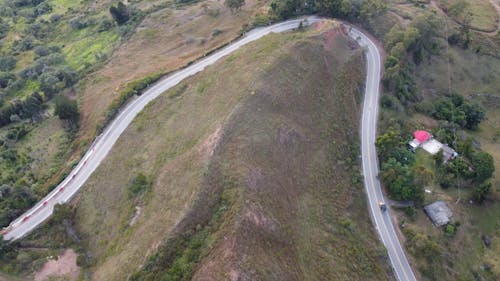 Aerial Footage of a Road in the Andes Mountains, Colombia