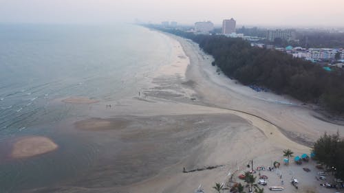 Drone View of a Sandy Beach at Low Tide 