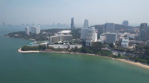 Drone Footage of the Coast of Pattaya City, Thailand