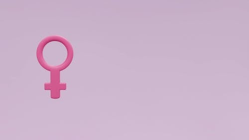 Digital Animation of Violet Scarves Flying around the Female Gender Symbol 