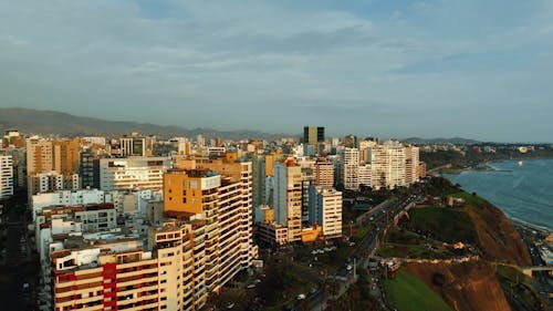 Drone Footage of the Coastal City of Lima, Peru