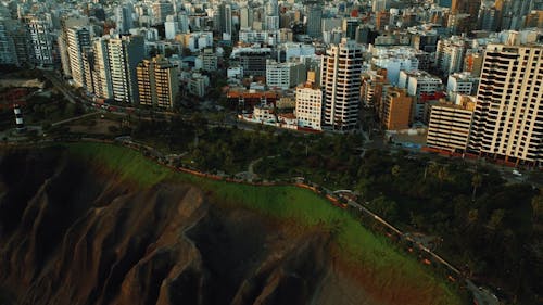 Aerial Footage of the Coastal City of Lima, Peru