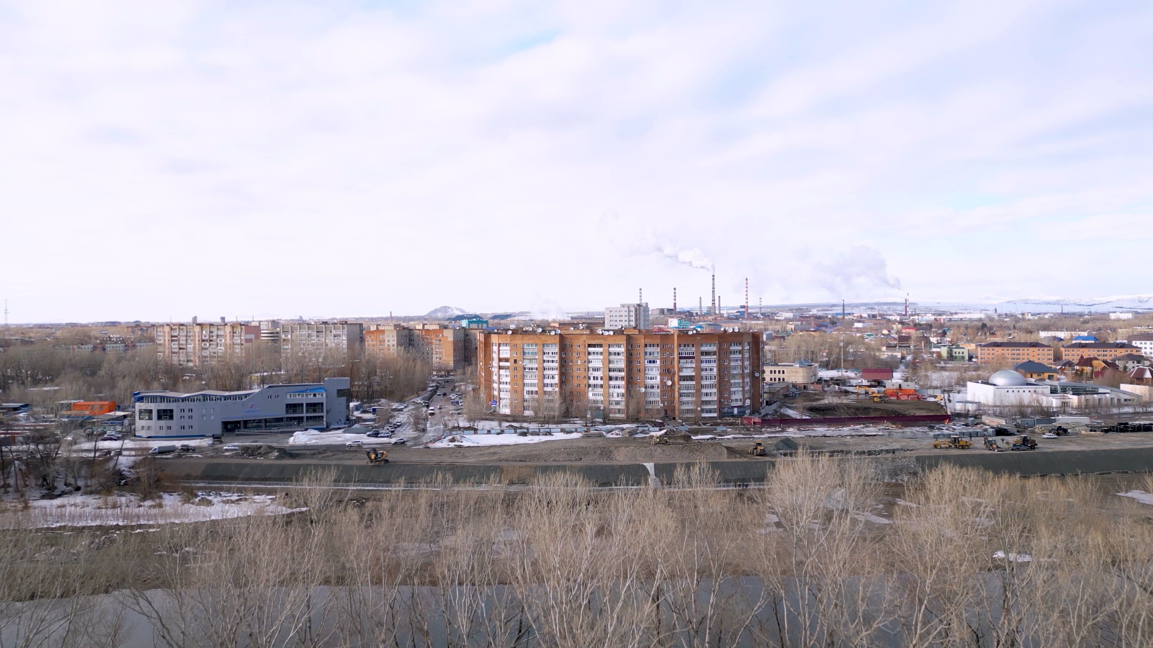 An aerial view of a city with snow on the ground Free Stock Video ...