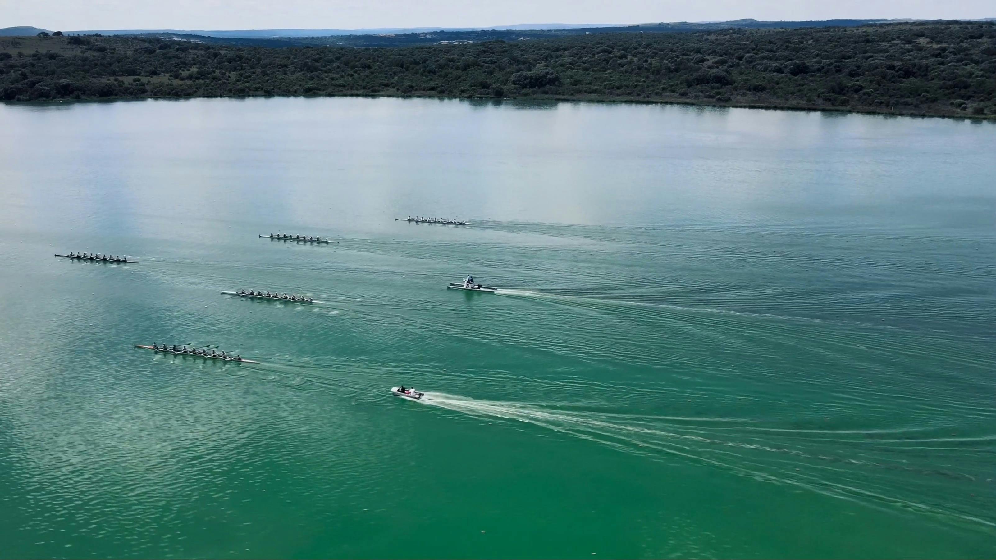 Drone Footage of Rowing Teams Competing on a Lake Free Stock Video ...