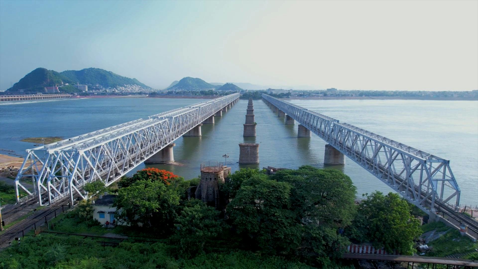 Railway Bridges, Vijayawada Free Stock Video Footage, RoyaltyFree 4K