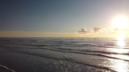 Drone Video of a Sunrise at Bjerregård Beach, Denmark  