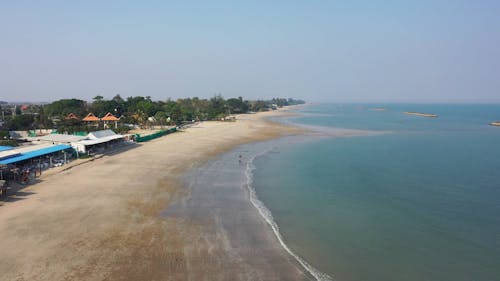 Drone View of Sandy Beaches under a Blue Sky 