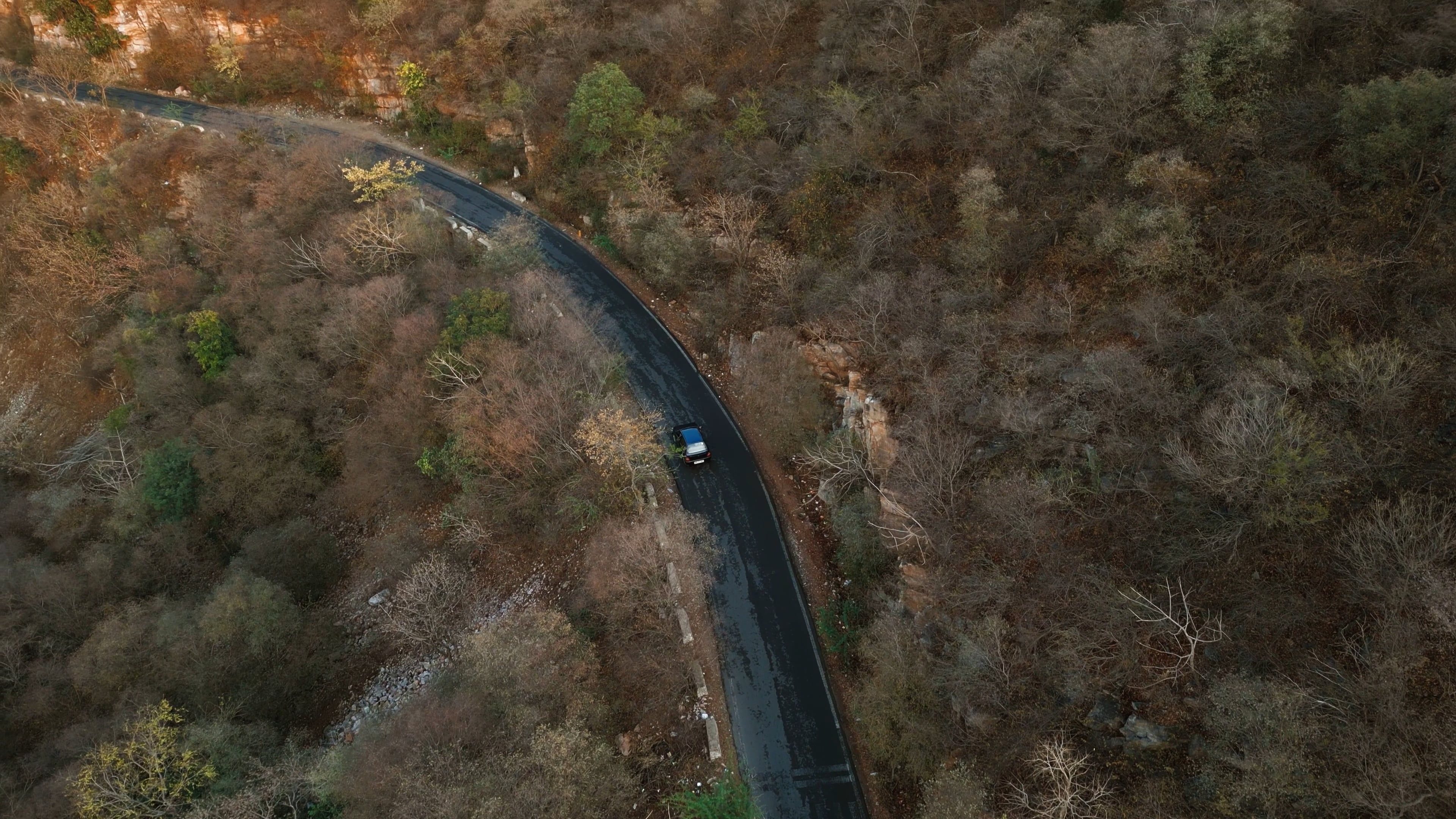 Drone Footage of Vehicles on a Mountain Road Free Stock Video Footage ...