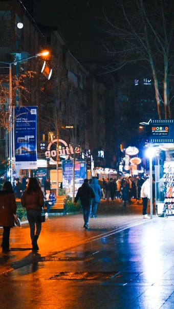 夜晚街道行人商业街免费下载视频素材