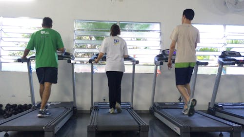 People Doing Exercises On A TreadMill