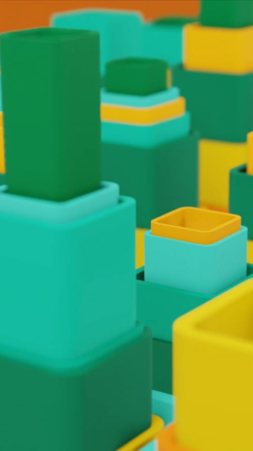 Close up of Colorful Square Tubes in Motion
