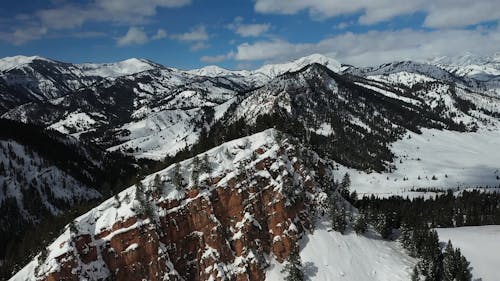 Drone Video of a Snowy Mountain Range