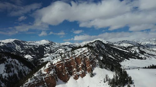 Aerial Footage of a Snowy Mountain Landscape